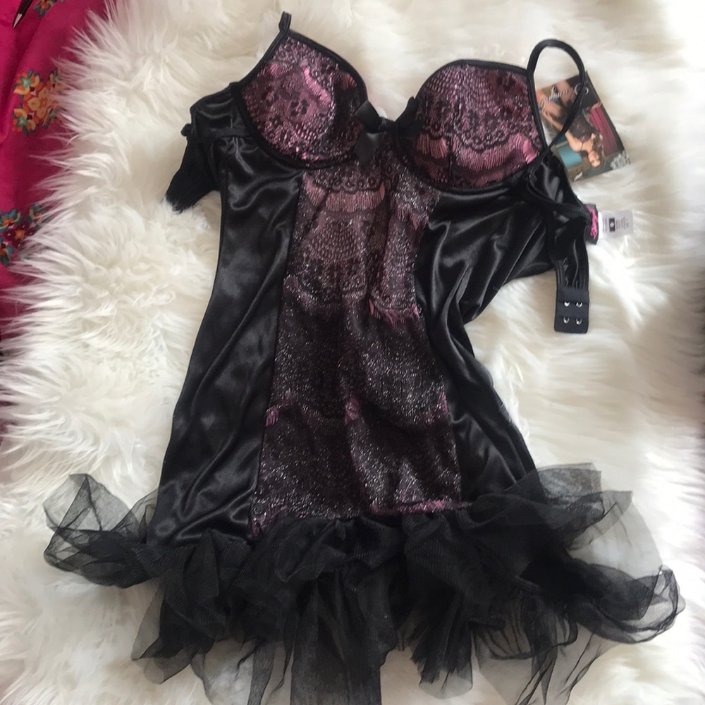 Dreamgirl pink and black teddy size S